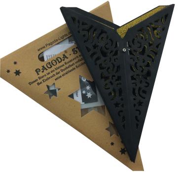 Baby Kala Schwarz / Goldglitter  - Faltbarer Leuchtstern, Weihnachtsstern aus Papier mit 5 Zacken, 40 cm